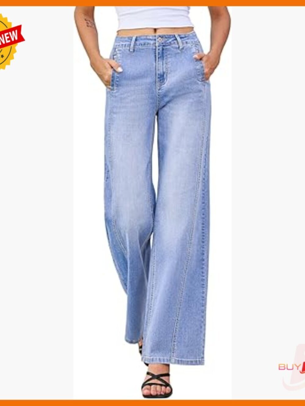 High Waisted Wide Leg Jeans Stretchy Boyfriend Loose Straight Denim Pants